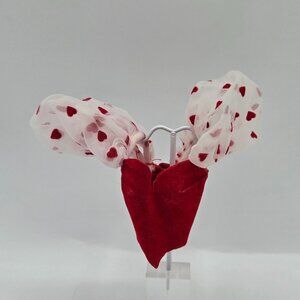 Barbie 1983 Loving You 7072 Red Flocked Top With White Puffy Heart Sleeves